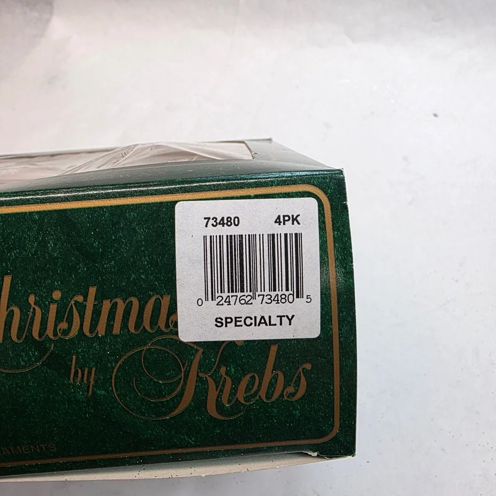 Christmas by Krebs Glass Ornaments Set 4 Glitter Bronze Snowman Cardinal Vintage